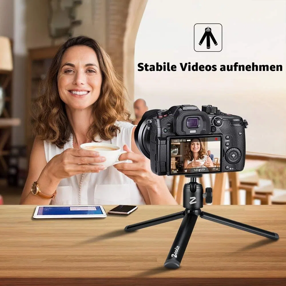 Zeadio Metall-Stativ + Kugelkopf-Halterung, mit 1/4 Zoll Schraube, Tisch-Stativ für Smooth 4, Crane Plus, Crane 2, Osmo Mobile, Ronin-S, Vimble 2, Gimbal Griff-Stabilisator und alle Kameras
