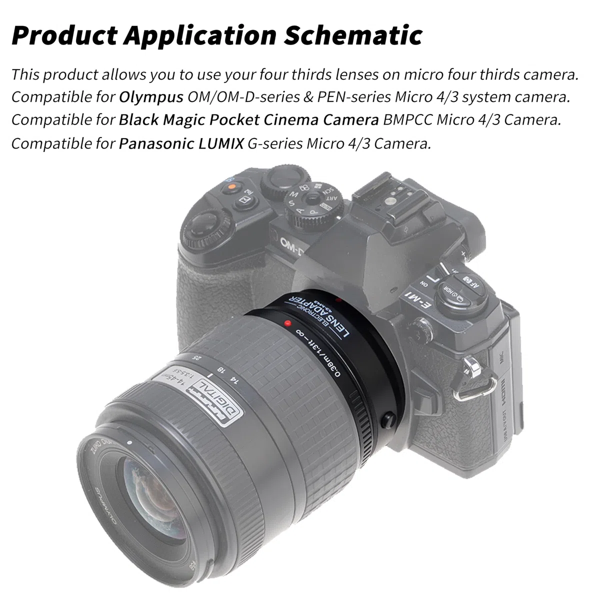 FOTGA AF Autofokus Objektivadapter für Olympus und für Panasonic Four Thirds 4/3 Objektiv an Micro Four Thirds (MFT, M4/3) Mount Kamera wie DMW-MA1 MMF-1 MMF-2 MMF-3, für GH4 GH5s GH6 E-PL5 E-PL9