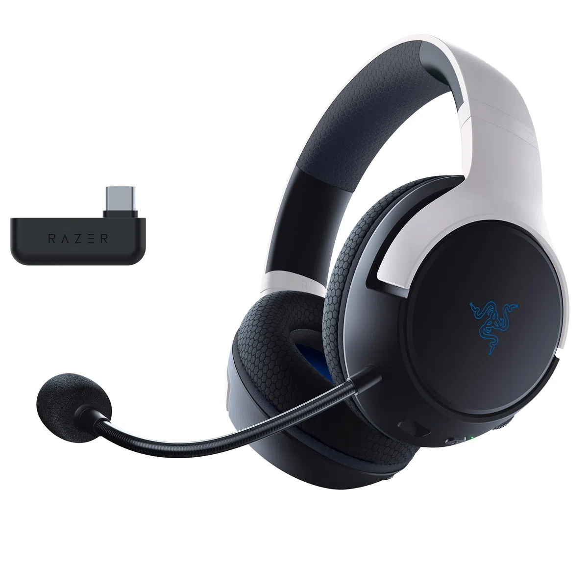 Razer Kaira für PlayStation - Kabelloses Dual-Headset für PS5 (Triforce Titanium 50-mm-Treiber, HyperClear Mikrofon mit Nierencharakteristik, SmartSwitch, FlowKnit Memory Foam) Schwarz-Weiß