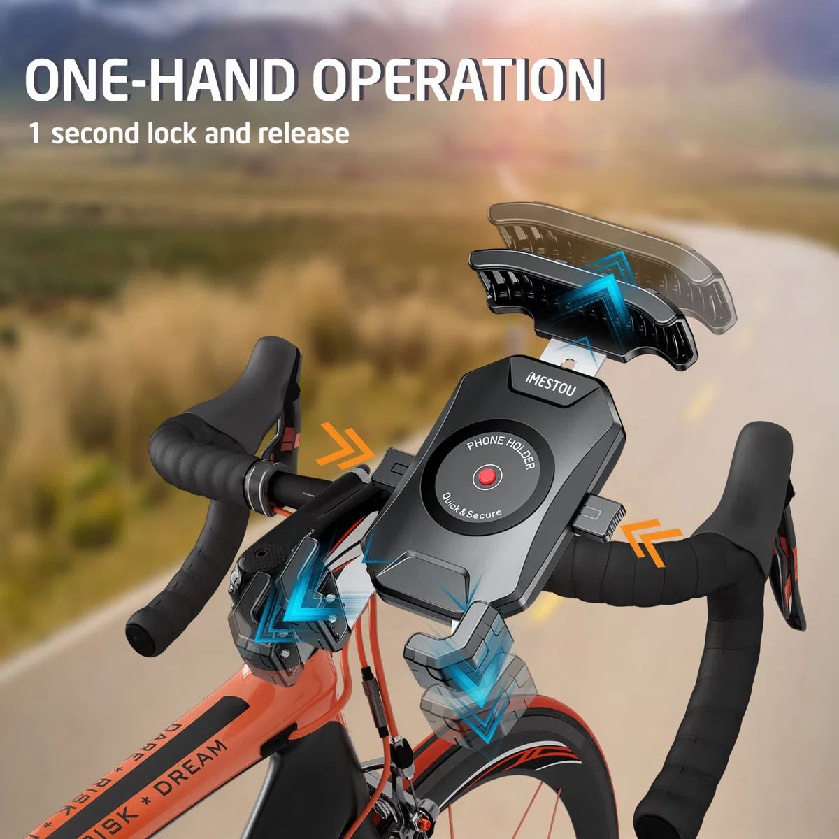 iMESTOU Anti-Diebstahl Motorrad Telefon Halterung Handlebar Ball Handy-Halter mit Aluminium 1" Ball Base 360 Rotation Universal für 4,0-7,0 Zoll Smartphones