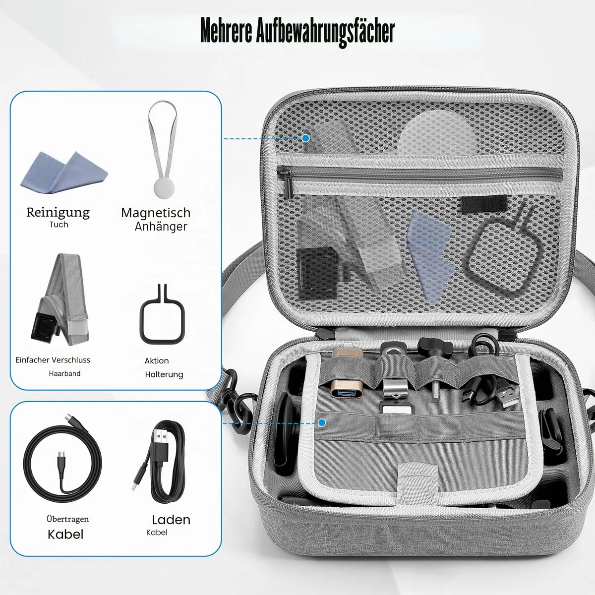 STARTRC VCR Tragetasche für Insta360 GO Ultra, Nylon-Material, Reisetasche, Schutzhülle für Insta 360 GO Ultra Zubehör, DIY große Kapazität für Schnellspann-Halterung, magnetischer Anhänger, Stativ