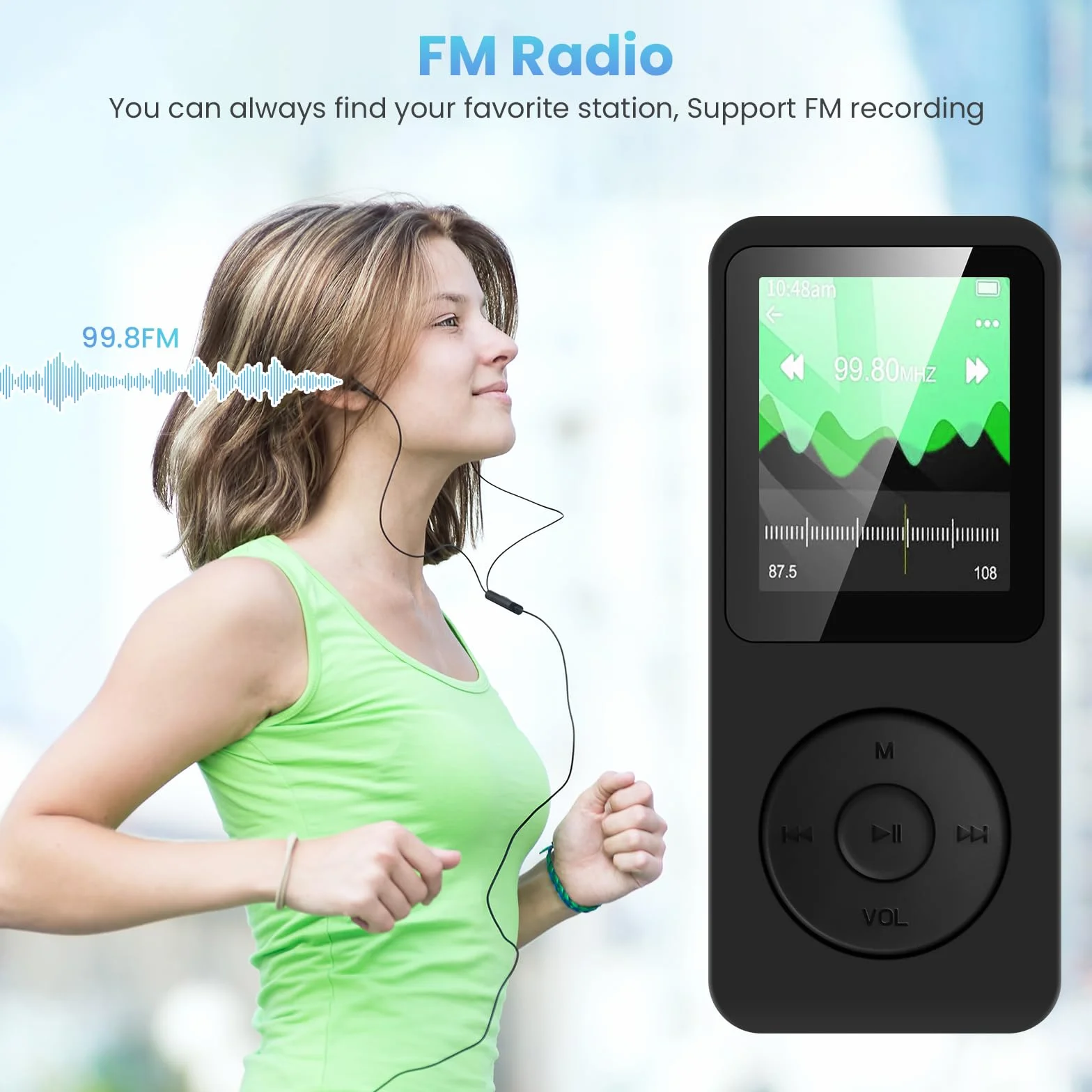 32GB MP3 Player - Bluetooth 5.3 mit 1.8" TFT Farbbildschirm mit Kopfhörer HiFi Musik Kinder MP3-Player mit Lautsprecher FM-Radio E-Book Aufnahme Unterstützung bis zu 128 GB