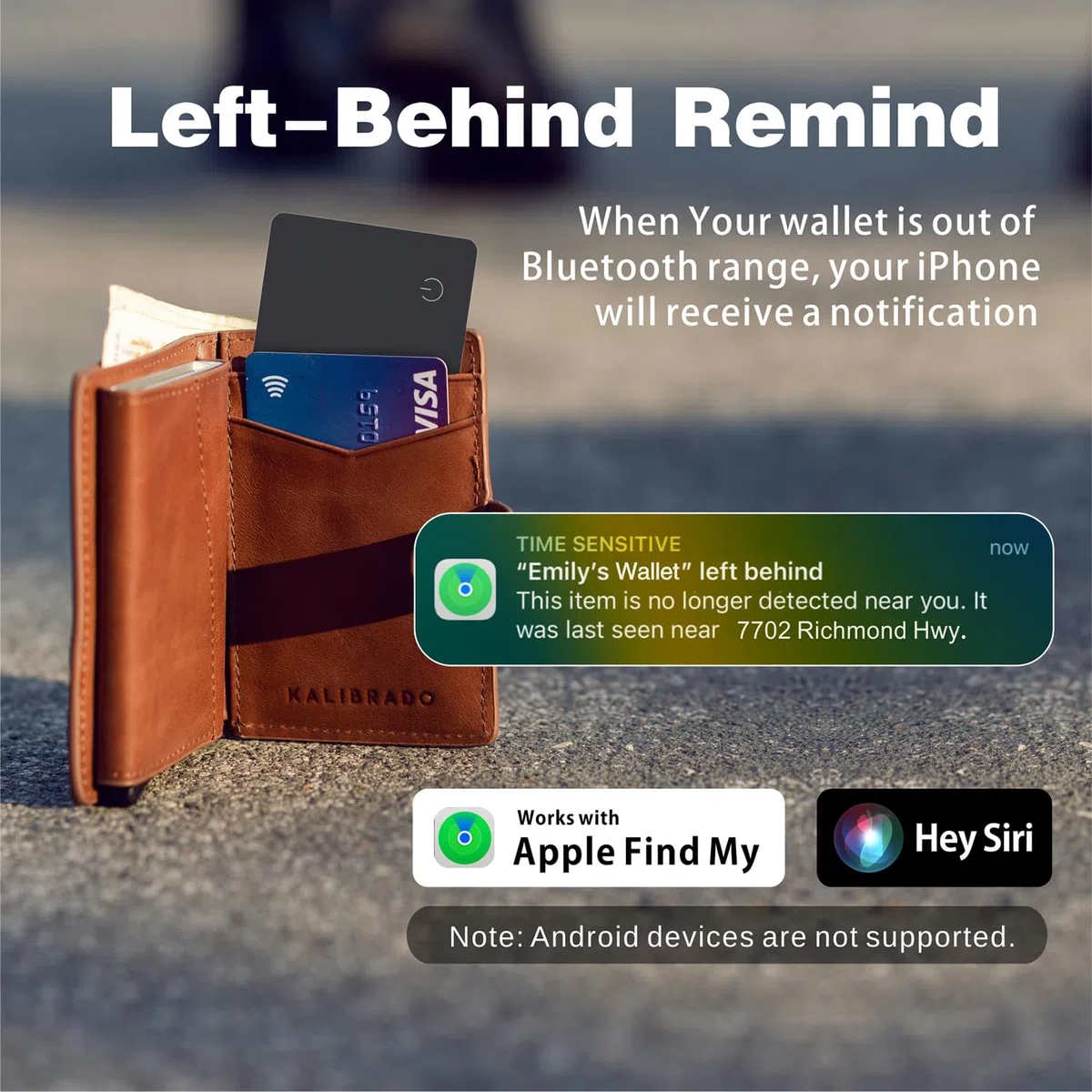 Reyke Dünne Geldbörsen-Tracker-Karte, wiederaufladbarer Geldbörsenfinder, kompatibel mit Apple Find My (nur iOS), Gegenstände-Finder für Gepäckanhänger, Handys und Reisepässe