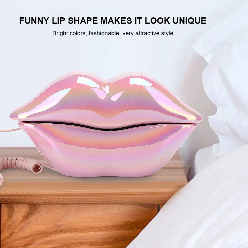 Lippentelefon, Rosa Schnurgebundene Festnetztelefone für Zuhause, Neuheits-Lippentelefon-Geschenk, Kabelgebundenes Lippentelefon für Dekoration/Zuhause/Büro/Kunstdekor