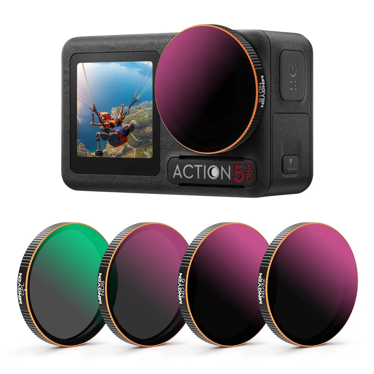 ND-Filter-Set für DJI Osmo Action 5 Pro, CPL + ND-Filter-Set, Kompatibel Mit Osmo Action 4/3 Zubehör, 4er-Pack (CPL, ND8, ND16, ND32)