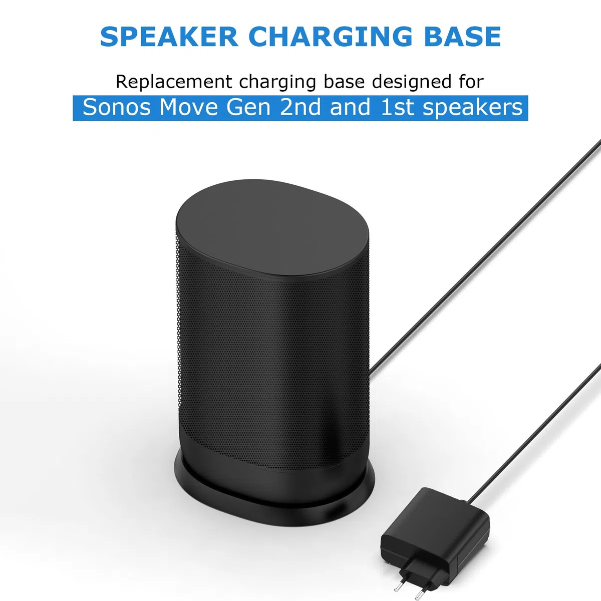 Ladestation für Move, Ladekabel-Dock mit 45-W-Netzteil, Ersatz-Ladestation-Basisstationsadapter für Move Gen 2. und 1. – 6,6-Fuß-Kabel (EU-Stecker)