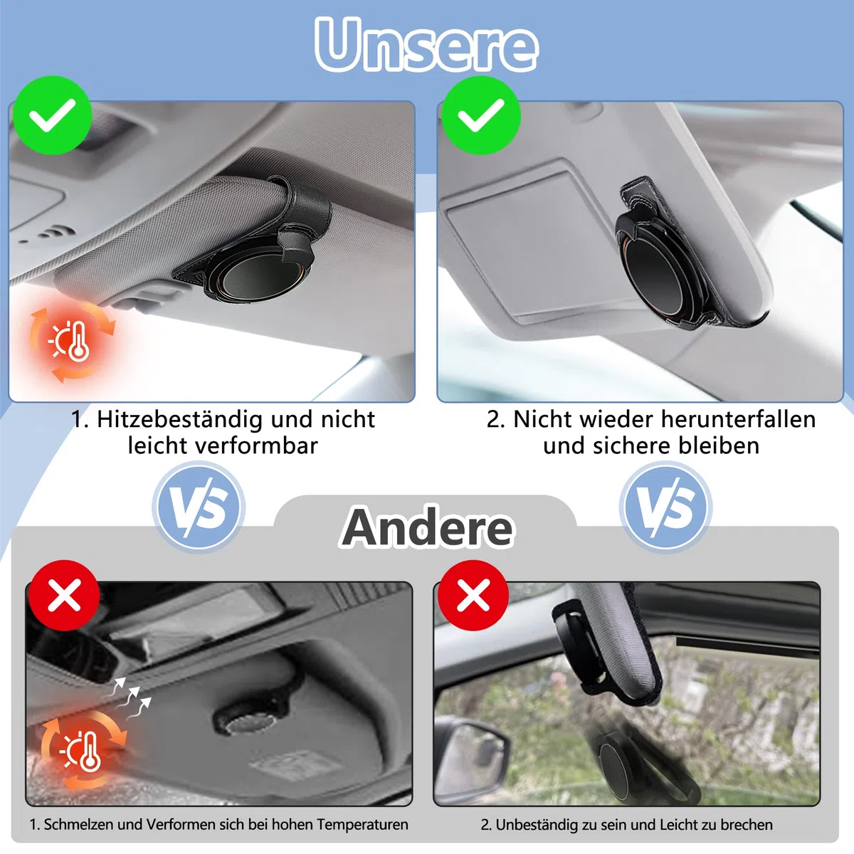 COCASES Halterung kompatibel mit Ooono Co-Driver No2, Sonnenblenden Clip aus Leder für Ooono NO2(Schwarz)