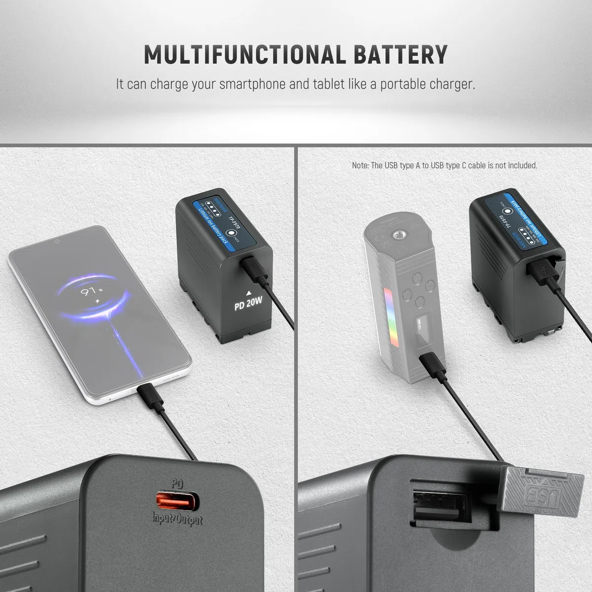 NEEWER Basics 2 Stück Battery NP-F970 Ersatzakkus 7800mAh Akkus kompatibel mit Sony NP-F550 750 950 970 FX3 FX30 A7 Canon R5 Nikon Z8 Kamera Camcorder LED Monitor, 30W Typ C PD Schnellladung, TP-F970