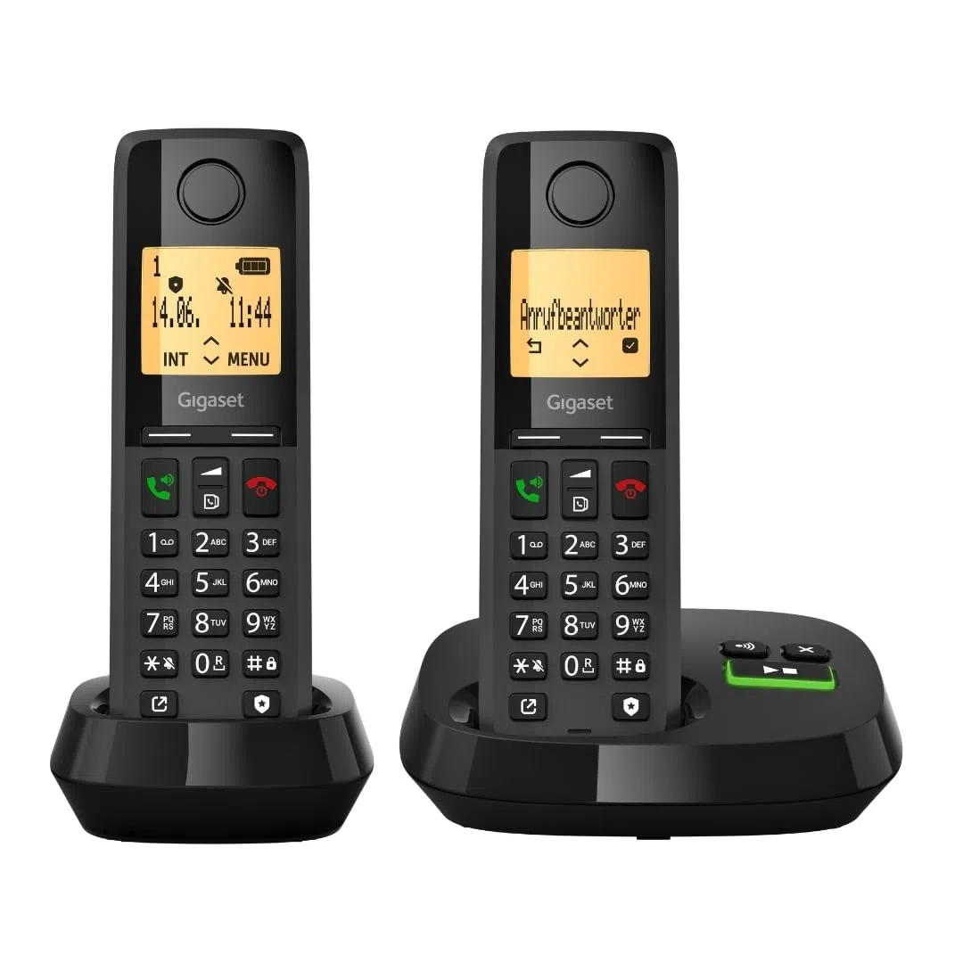 Gigaset Pure 320A Duo - Schnurloses DECT-Telefon mit Anrufbeantworter - mit Call-Block-Taste und Freisprechfunktion - 100 Kontakten, schwarz [Kompatibel in DE, IT, FR, NL, BE, Che, AUT]