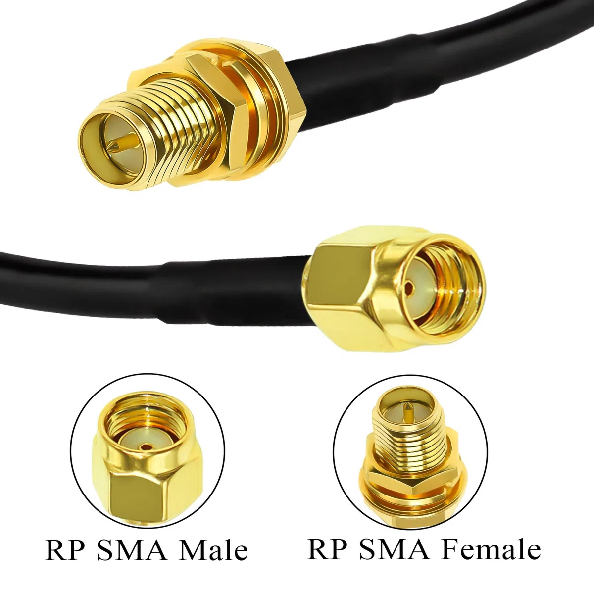 TUOLNK RP SMA Kabel RG58 49.2Ft (15M) RP SMA Buchse auf Stecker Verlängerungskabel 50 Ohm für RF Radio WiFi Antenne GPS Low Lost Antenne Koaxkabel