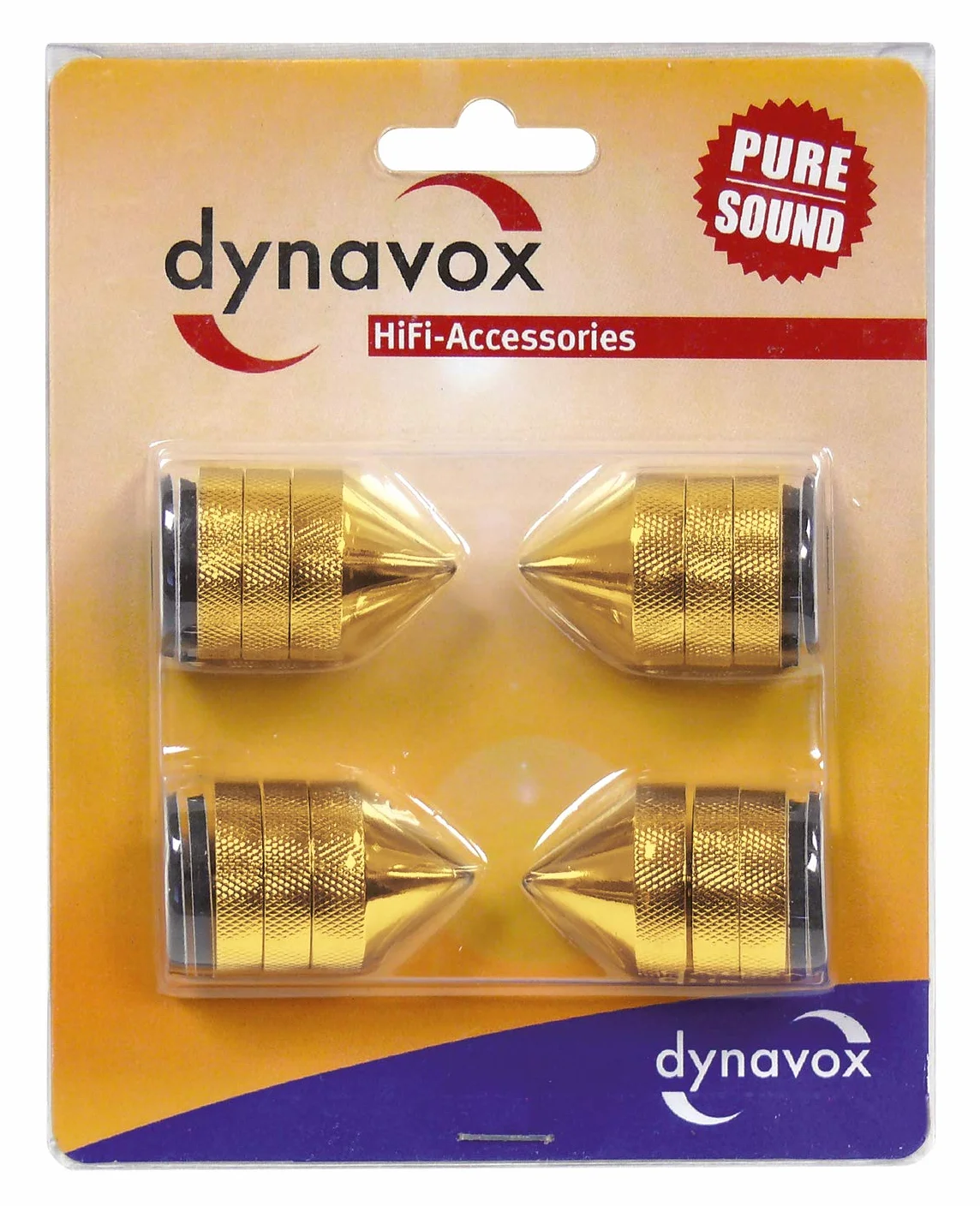 Dynavox Sub-Watt-Absorber 4er Set, höhenverstellbare Entkoppler für HiFi-Geräte und Lautsprecher mit Unterlegscheiben, Messing