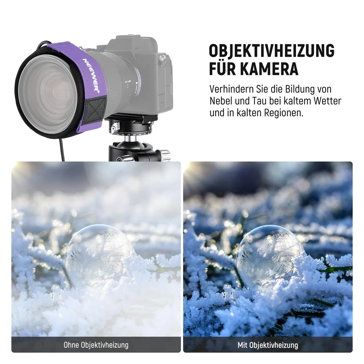 NEEWER 400mm Objektivheizung für Kamera Teleskop, USB Lens Heater Warmer mit 3 Temperaturstufen, Objektiv Wärmer verhindert Tau Nebel und Kondensation für DSLR Cam Fernglas Astrofotografie, HW-29B