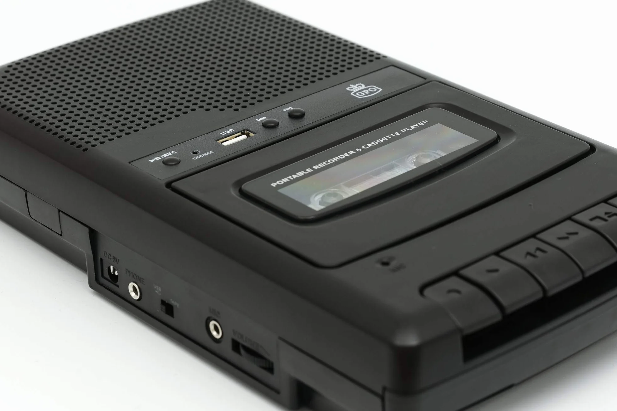 GPO CRS132B Kassettenrekorder mit externem Mikrofon und USB-Aufnahme
