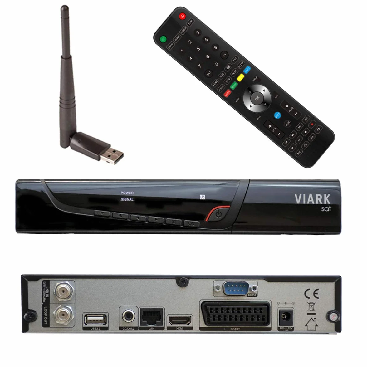 Viark Sat - Digitaler Satellitenempfänger Full HD DVB-S2 Multistream H.265, mit LAN, USB WiFi Antenne und CA Kartenleser