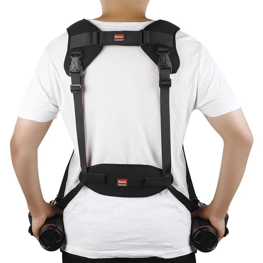ZTO Ztowoto Kameragurt doppelten Schulter-Trageriemen Harness Quick Release Adjustable Dual-Kamera Haltegurt und Sicherheit Tether für DSLR SLR Kamera (ztowoto-1)