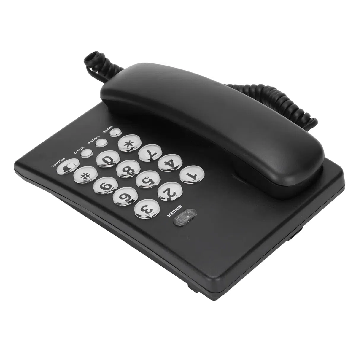 Desktop-Schnurlostelefon mit Großer Taste Festnetztelefon mit Großem Volumen Kabelgebundenes Telefon für das Home Office Hotel (Schwarz)