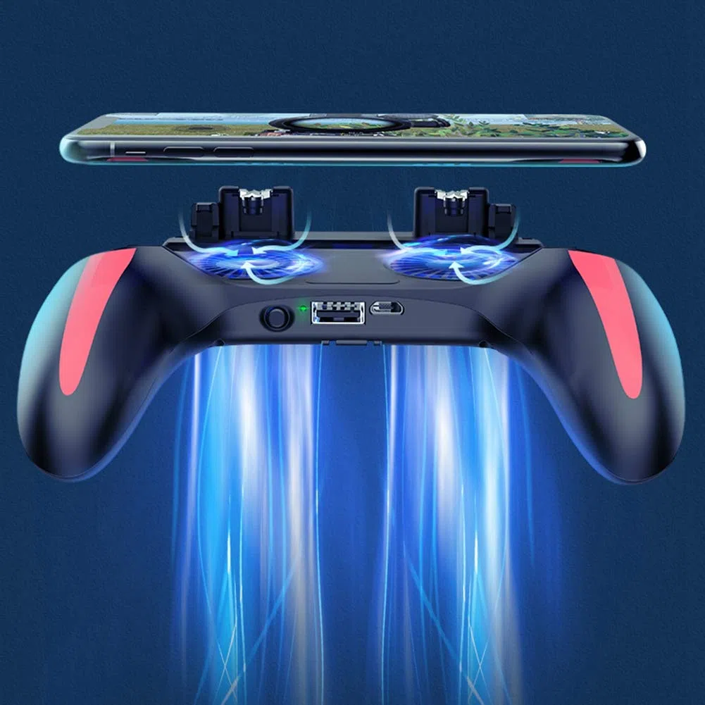 VBESTLIFE Wärmeableitung Gamepad, Gamepad für Handy-Gamecontroller mit Zwei Lüftern für 4,7-6,5-Zoll-Telefone(5000mah)