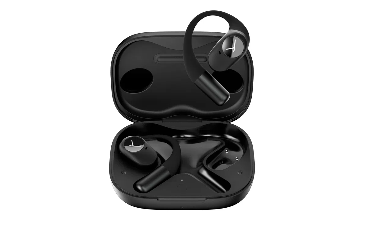 beyerdynamic AMIRON 200 True Wireless, Open-Ear Sportkopfhörer mit ergonomischen Ohrbügel, Bluetooth 5.3, 36 Stunden Akkulaufzeit in Schwarz