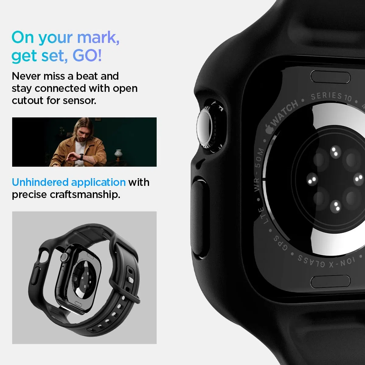 Spigen Vault Pro Hülle Kompatibel mit Apple Watch 11/10 46mm (2025/2024) - Matt Schwarz