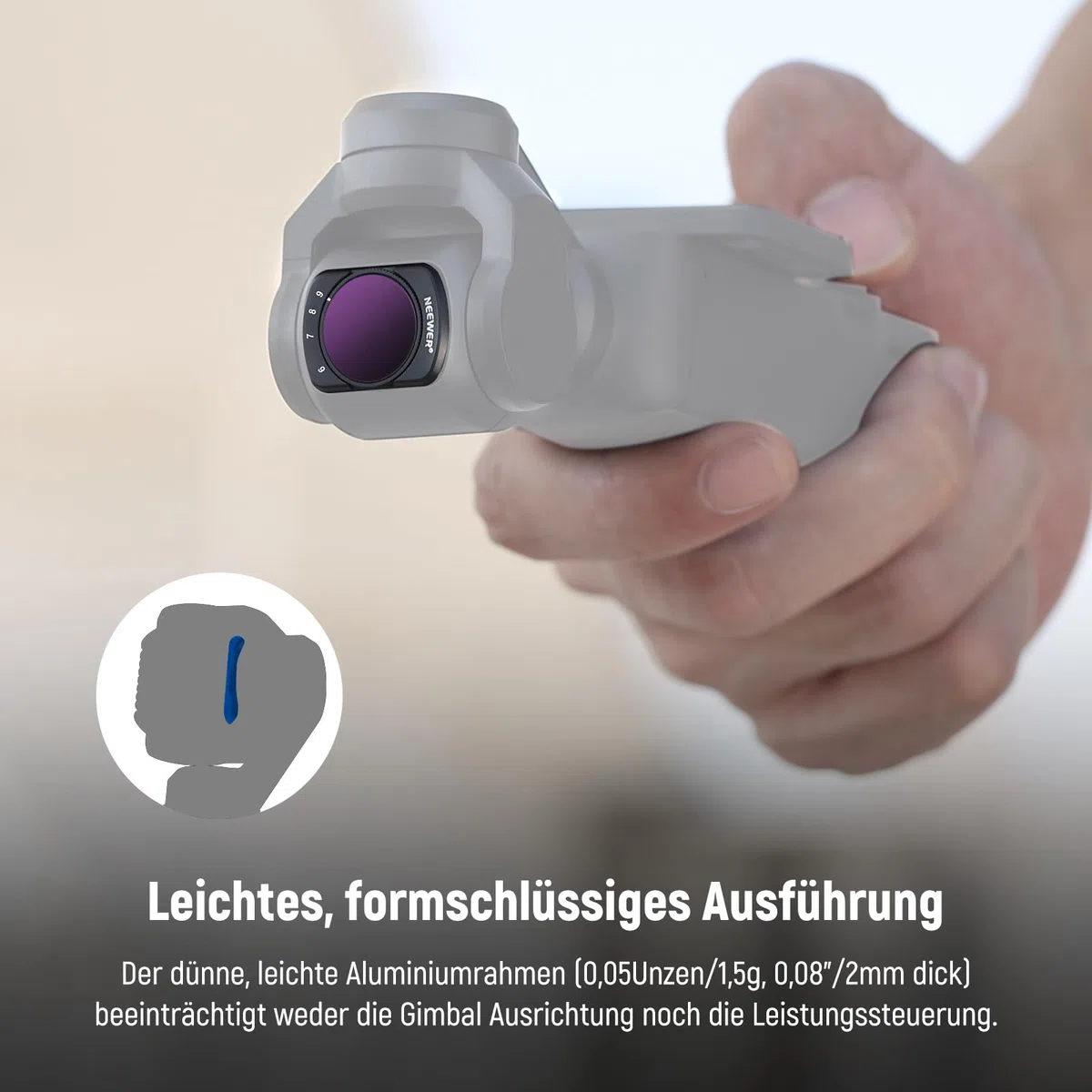 NEEWER Variables ND 2-32 & 64-512 Set kompatibel mit DJI Osmo Pocket 3 / Pocket 4 / Xtra Muse, Neutraldichtefilter für Action Kameras mit begrenzter Blendenstufe & 2 Displayschutzfolien als Zubehör
