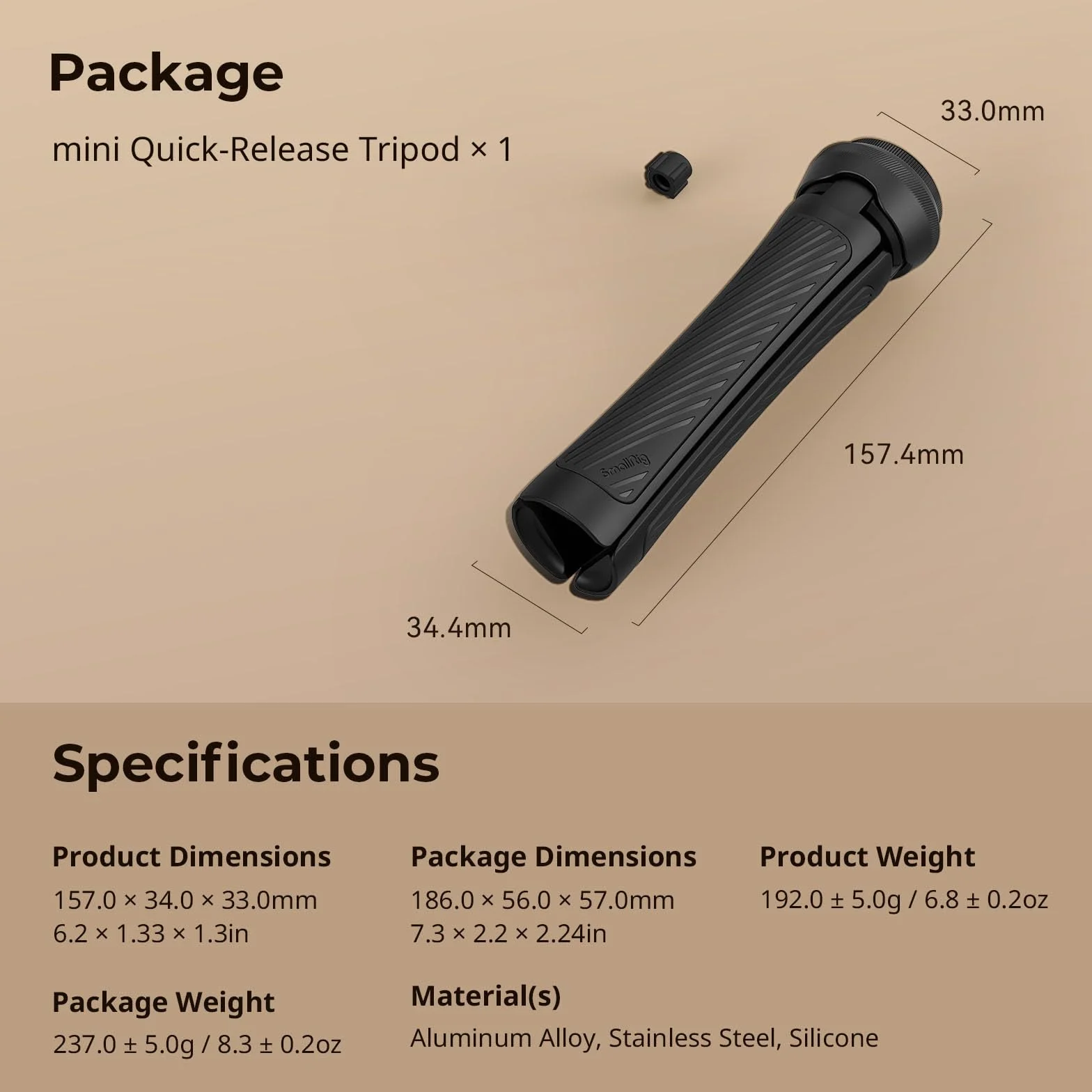 SMALLRIG Mini-Stativ mit Schnellverschluss, universell kompatibel mit 1/4"-20 Schraubenhalterung, für Stabilisatoren, Kamera, Käfig – 4117