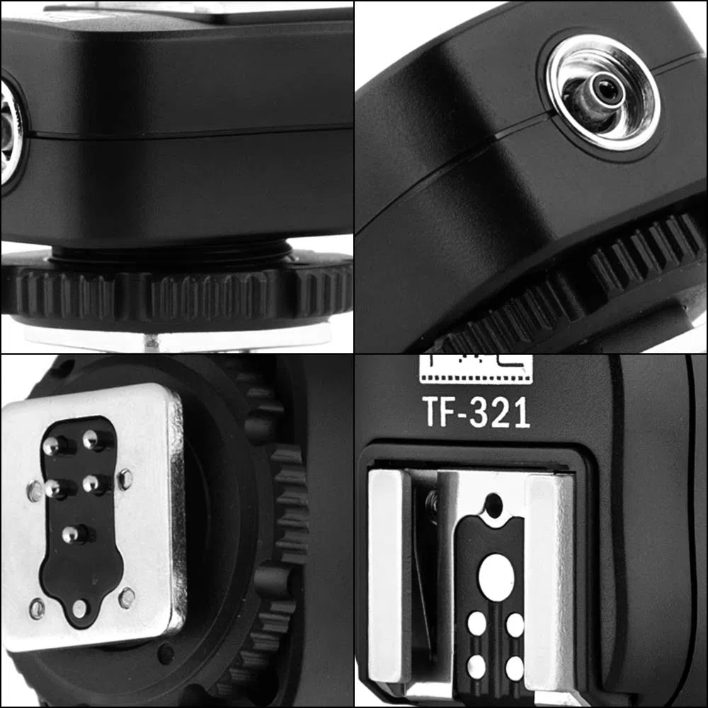 Pixel TF-321 E-TTL Blitzschuh-Adapter mit extra PC-Sync-Port für Canon DSLRs und Blitzgeräte