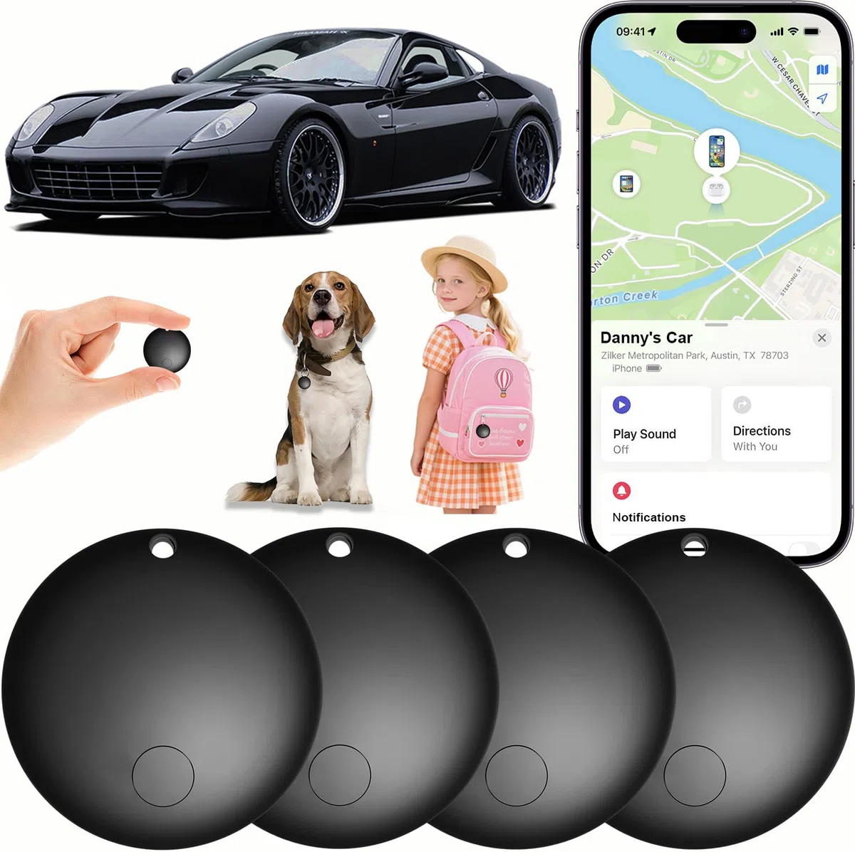 Air GPS Tracker Auto Schlüsselfinder, Smart Tag Kompatibel mit Apple Wo ist? APP (Nur iOS), Bluetooth Mini GPS Tracker für Kinder, Moto, Auto, Koffer, Hund (2)