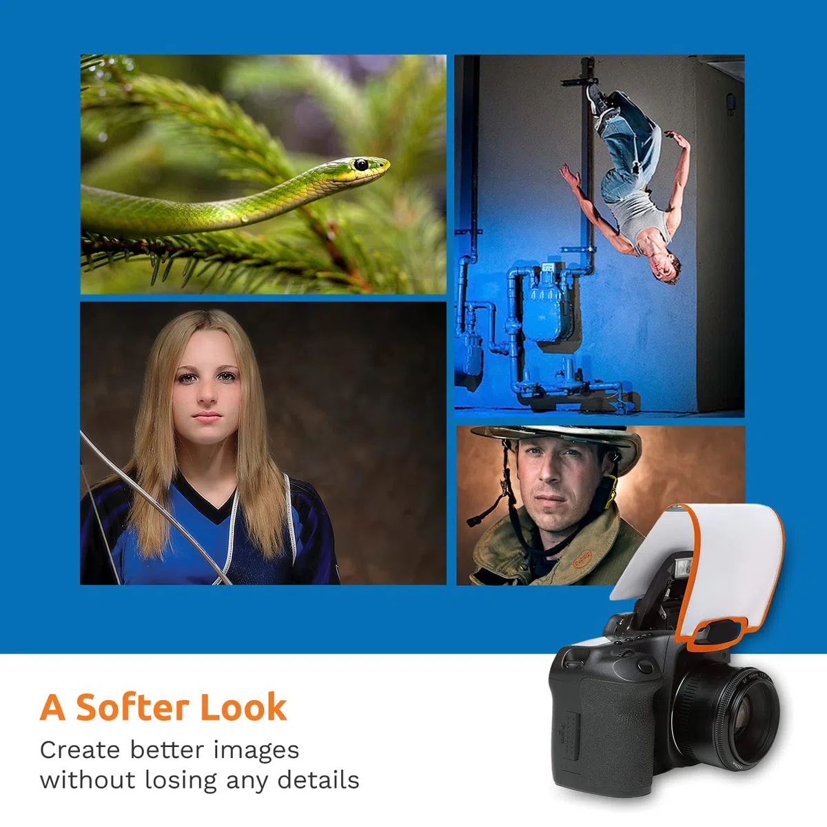 LumiQuest Soft Screen - Flash Diffuser & Light Softener, Universal Classic Design for Digital SLR Cameras, with UltraStrap, Neon Orange