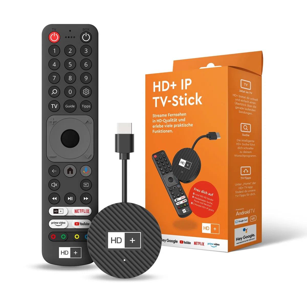 HD+ IP TV-Stick Live-Fernsehen Internet Mediatheken Apps 3 Monate