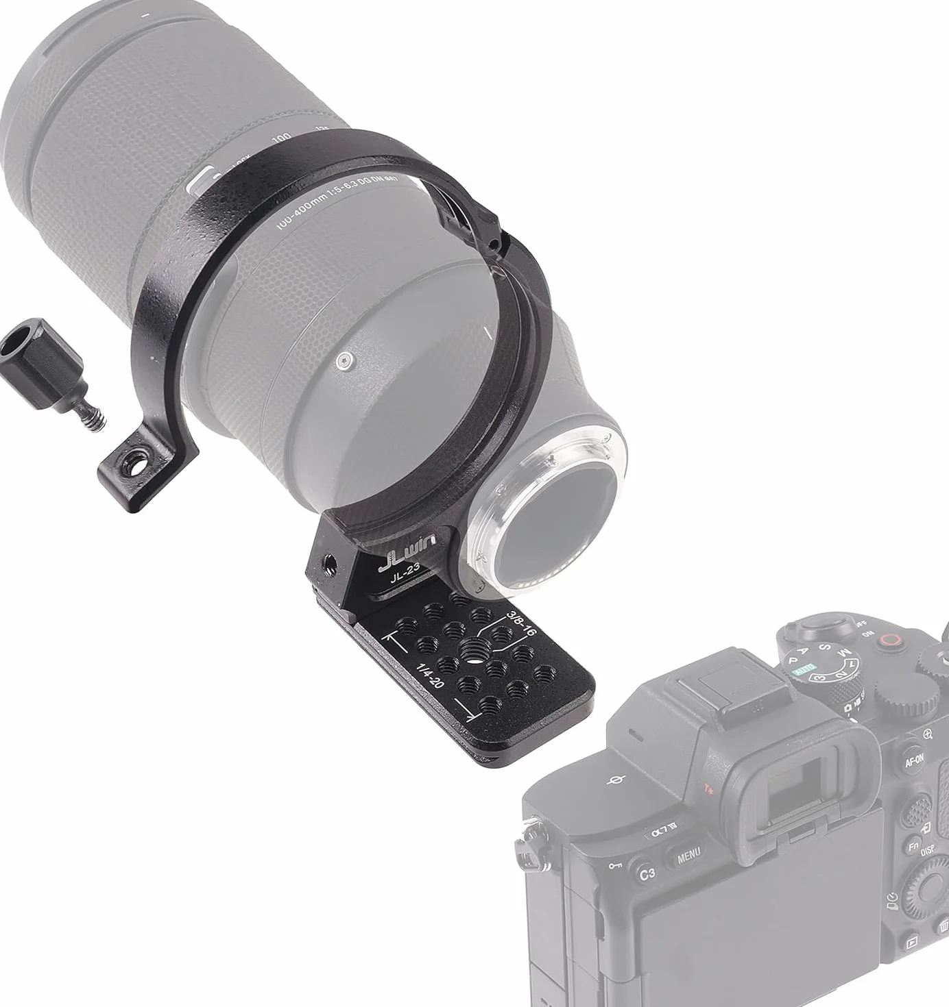 Hersmay Metall Objektiv Stativschelle für Sigma 100-400 mm F5-6.3 DG DN OS Objektiv für Sony E Mount Art 105 mm F1.4 DG HSM passend für Arca Type Schnellwechselplatte