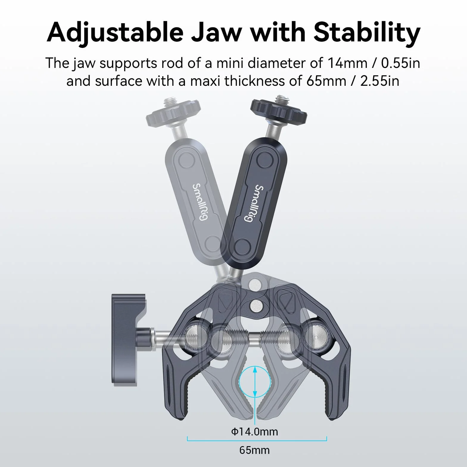 SMALLRIG Super Clamp Ballhead Magic Arm Camera Clamp mit Schnellwechseladapter für Gopro, krabbenförmige Monitorklemme mit 1/4"-20, 3/8"-16 Gewindelöchern für Gopro/DSLR-Kamera/Stabilisator - 3757B