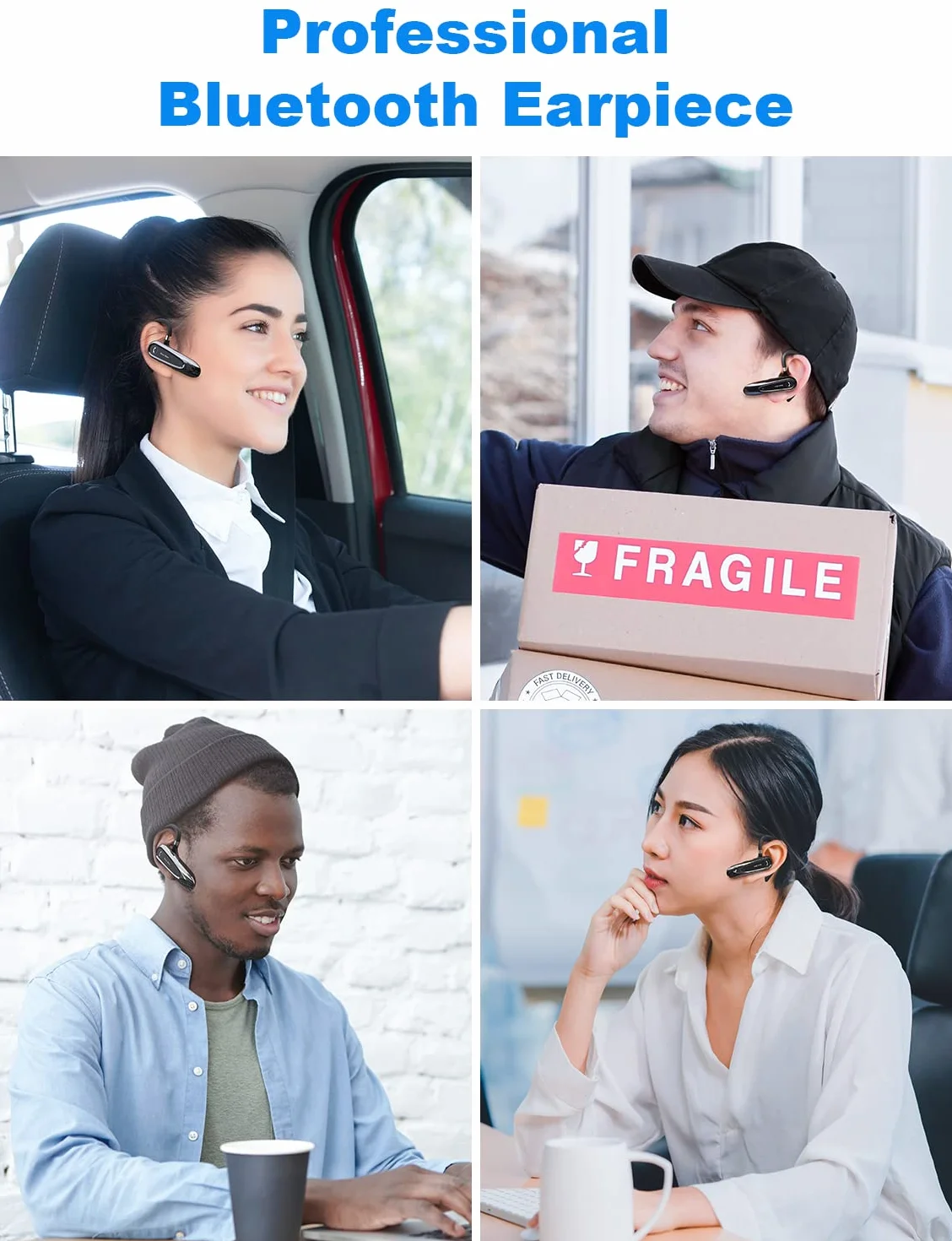 New Bee Bluetooth Headset Wireless Freisprech Telefon mit Dual Mic V5.0 Freisprech-Bluetooth-Ohrhörer mit 20 Stunden Sprechzeit Mic Mute Zwei-Geräte-Verbindung für iPhone, Android und Laptop