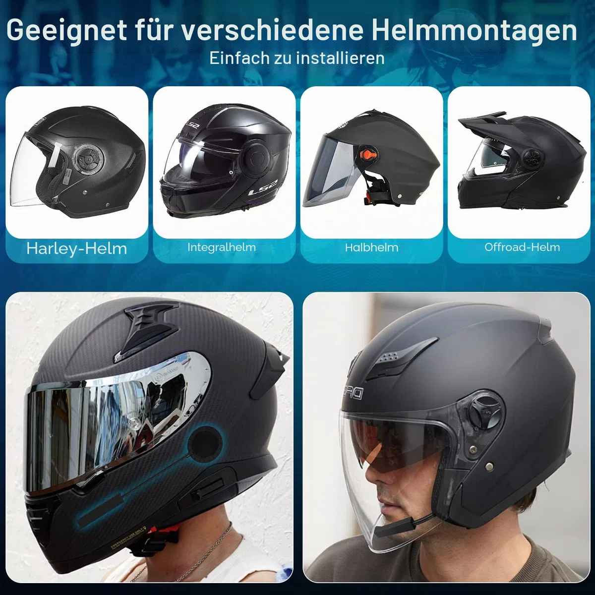 MAXTO Motorradhelm-Bluetooth-Headset, Outdoor-Freisprecheinrichtung, Bluetooth 5.3 EDR, kabelloses Motorrad-Headset mit automatischer Rufannahme, Motorrad-Kopfhörer mit hoher Klangqualität