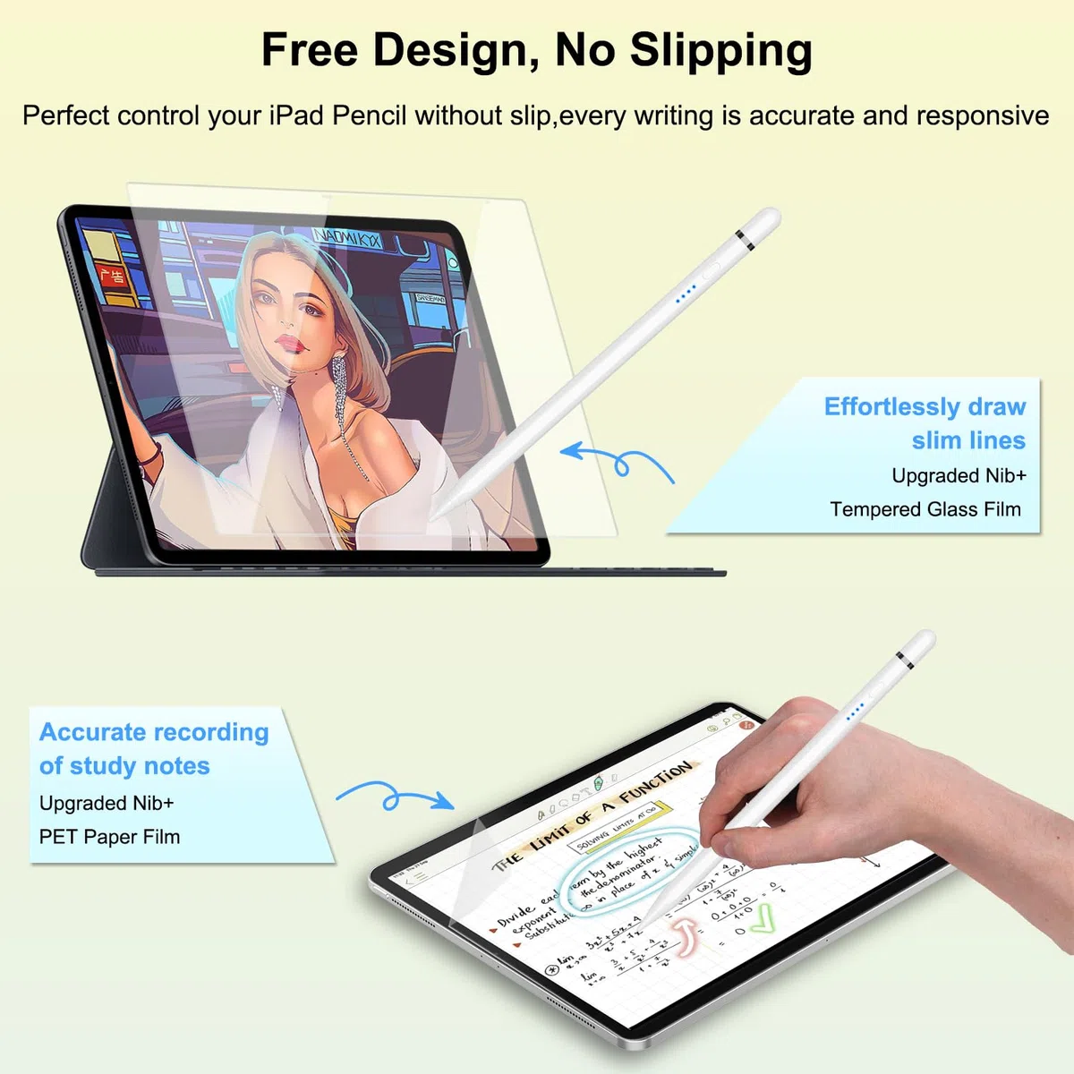 Pencil 1. Generation für iPad (2018-2026), 20 Mins Schnellladung mit Neigung & Palm Rejection, Stift für iPad Kompatibel mit i-Pad Air 3/4/5/M2/M3, Mini 5/6, i-Pad 6-11, Pro 11"/12,9"/13" M4 (Weiß)