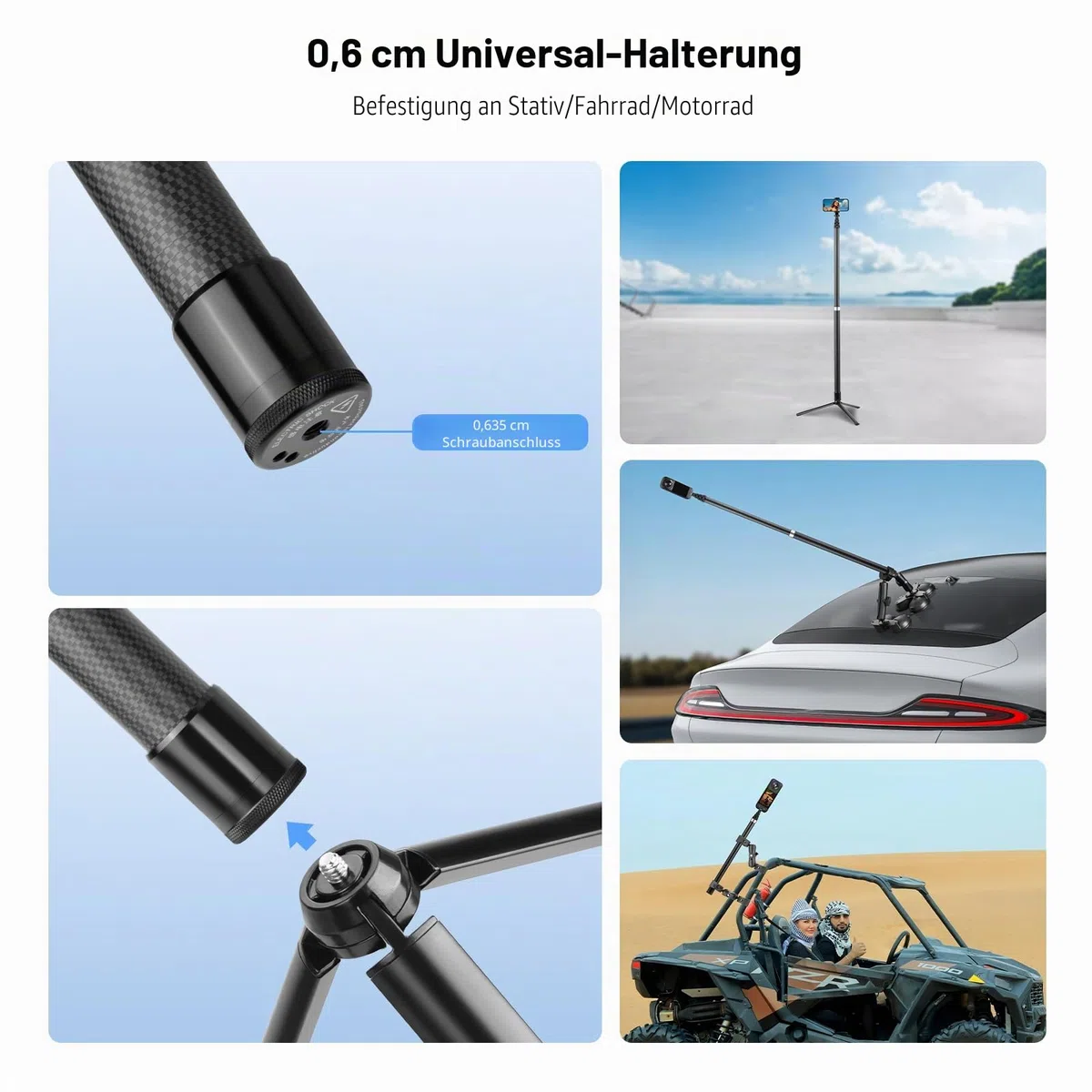 BRDRC 3m Selfie Stick Kohlefaser Selfiestange Unsichtbar Ultralang für Insta360 ONE X5, X4, X3, X2, RS - Kompatibel mit DJI OSMO Action - inkl. Go Pro Adapter & Aufbewahrungstasche