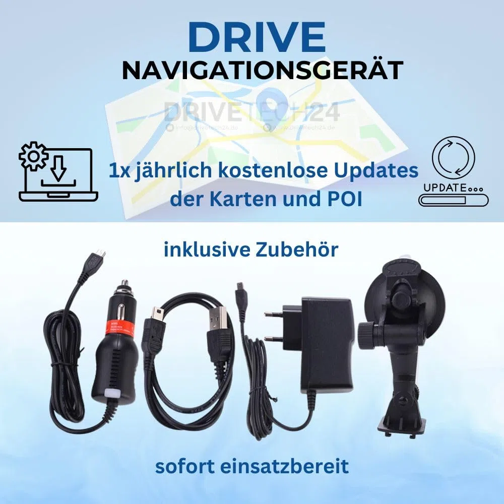 7 Zoll GPS Navigationsgerät Drive 7.0 Navi für LKW, PKW, Wohnmobil, lebenslange Updates