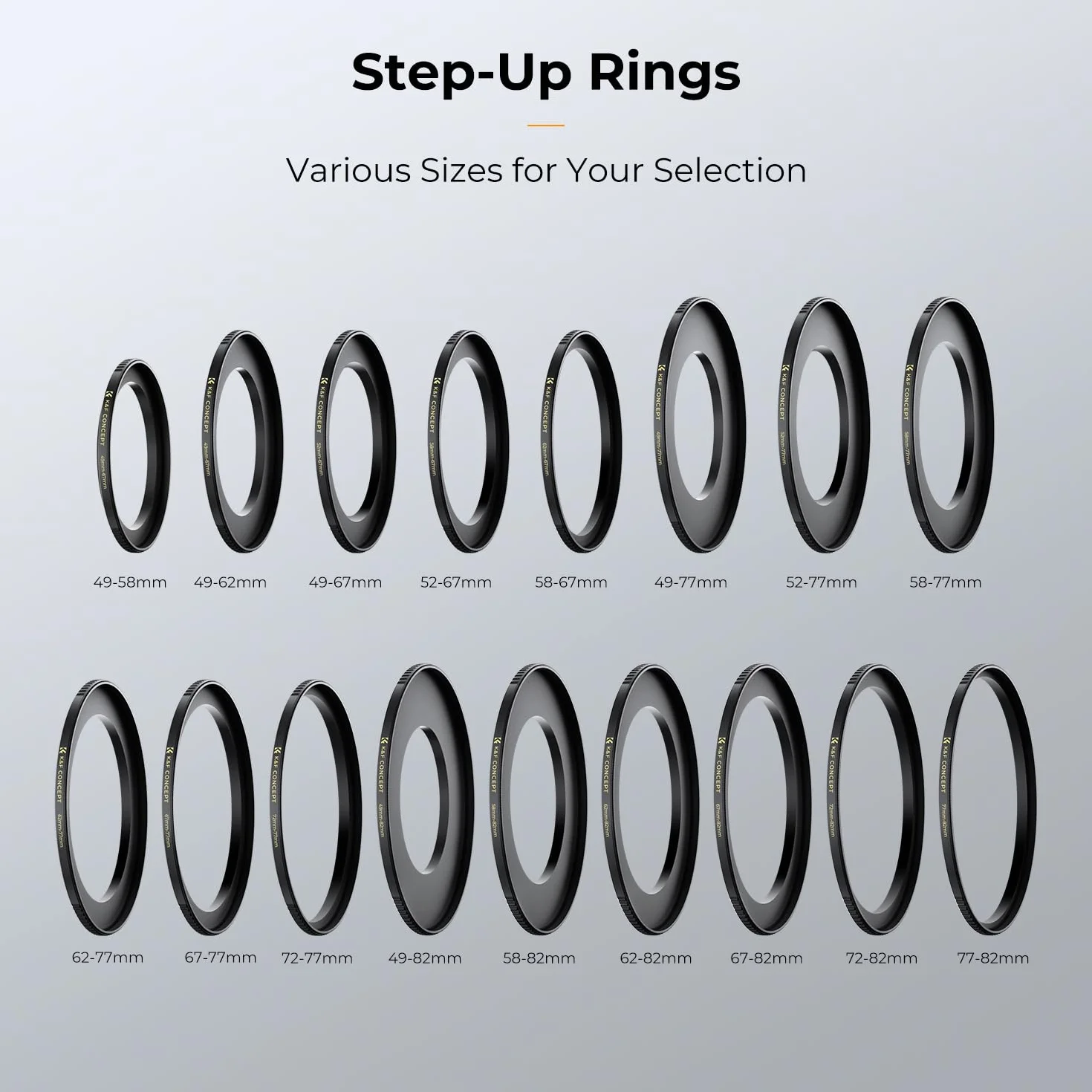 K&F CONCEPTStep Up Ring Filter-Adapterring 67mm-82mm,Objektiv-Adapterring für Filter aus CNC-gefrästem Messing
