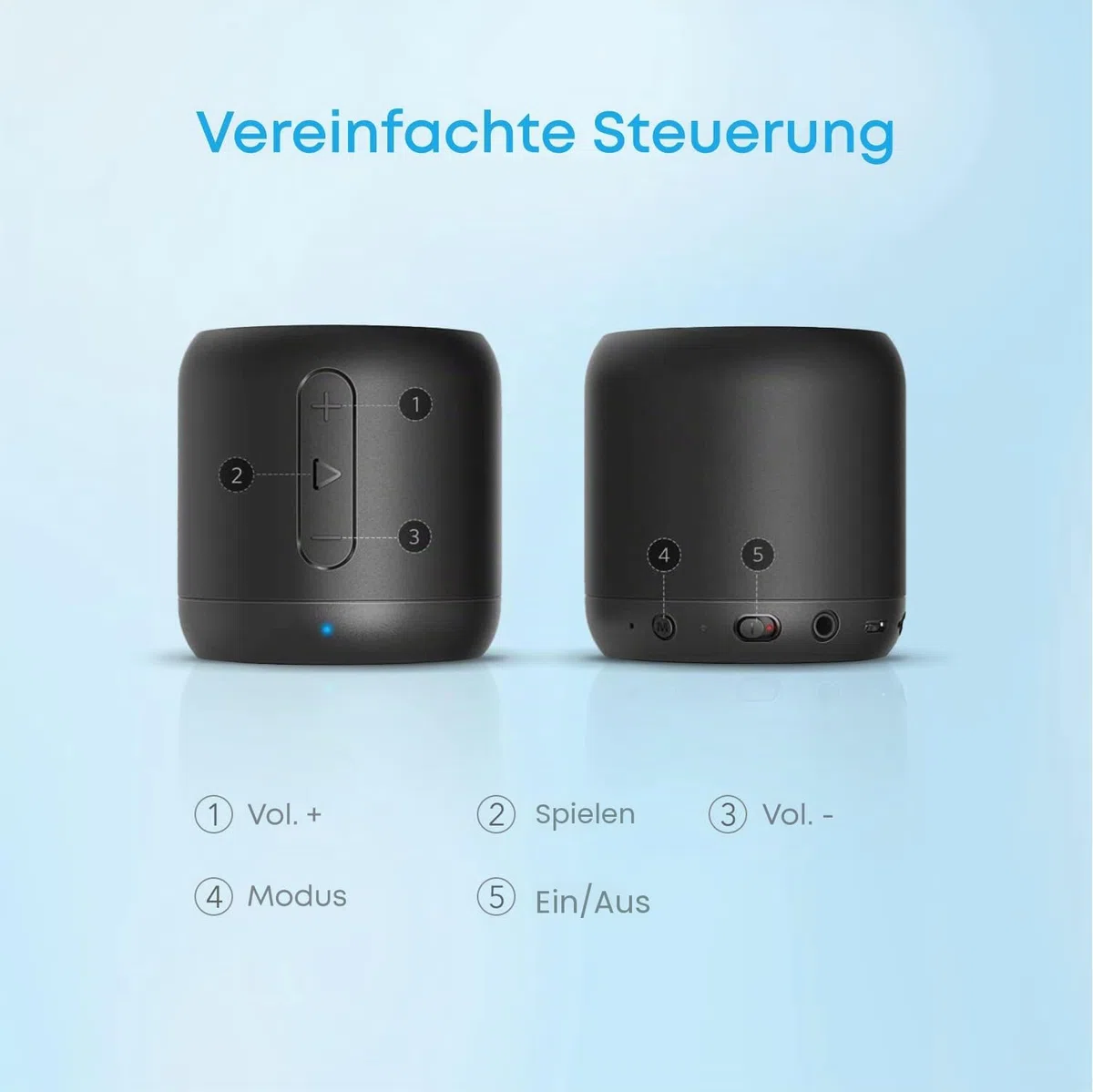 Anker Soundcore mini Bluetooth Lautsprecher mit 15 Stunden Spielzeit, Fantastischer Sound, 20 Meter Bluetooth Reichweite, FM Radio und intensiver Bass(Schwarz)