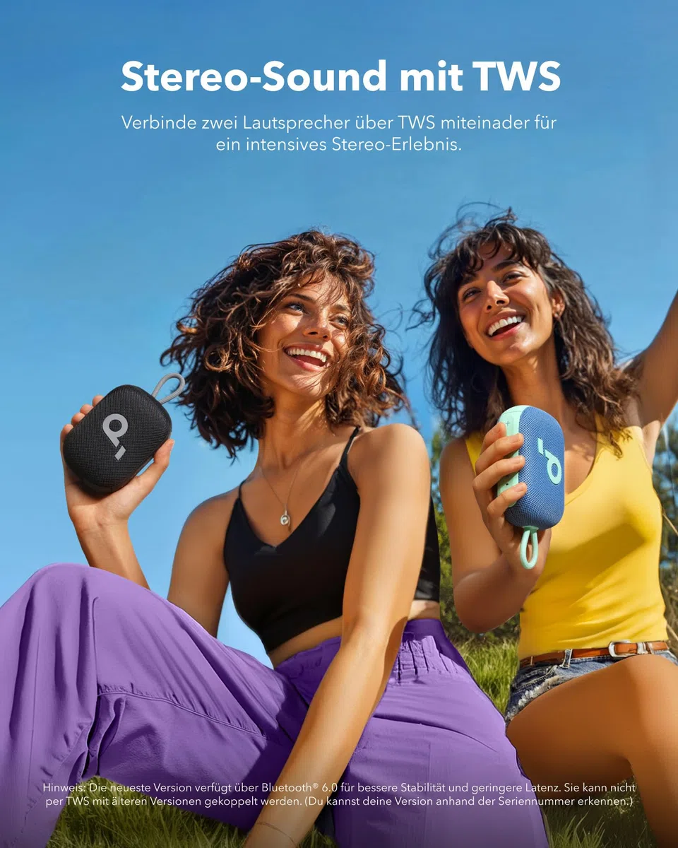 soundcore Select 4 Go Bluetooth Lautsprecher von Anker, portabler Mini-Lautsprecher Dusche, 20h Spielzeit, IP67 Wasser- und staubfest, schwimmfähig, kraftvoller Sound, für drinnen, draußen & Wandern