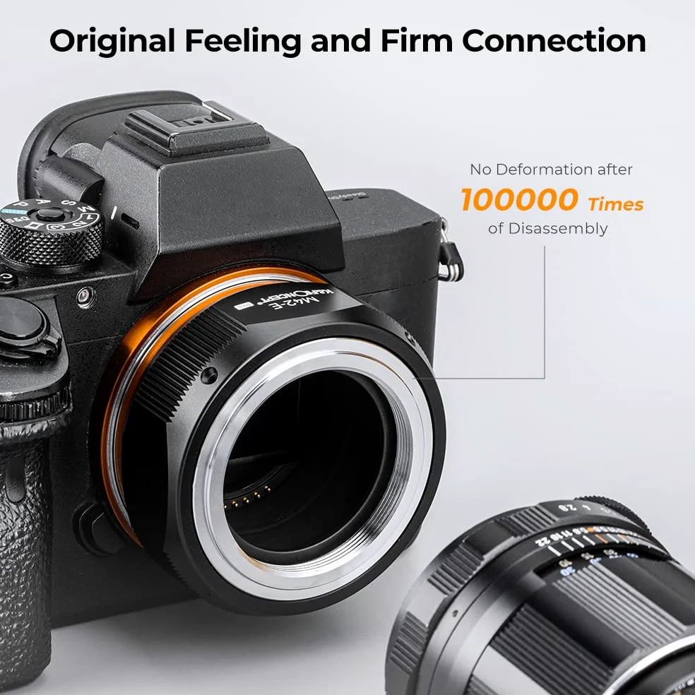 K&F CONCEPT M10105 M42-NEX Hochpräziser Objektivadapter, Sekundäre Oxidation Adapter Ring, Sony NEX Adapter, Objektiv Adapterring für M42 Objektiv auf Sony NEX E-Mount Kamera