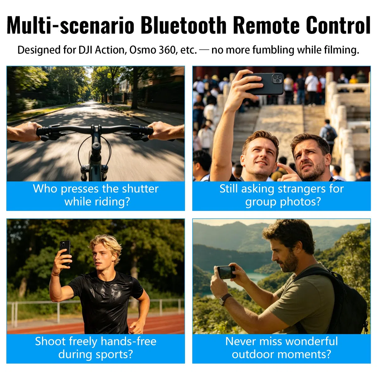 Fernbedienung kompatibel mit DJI Action 6/Action 5 Pro/Action 4 Kameras | 25m Reichweite Präzise Bewegungsverfolgung Intelligenz Armband Fahrradhalterung, Handy Funk Fernbedienung