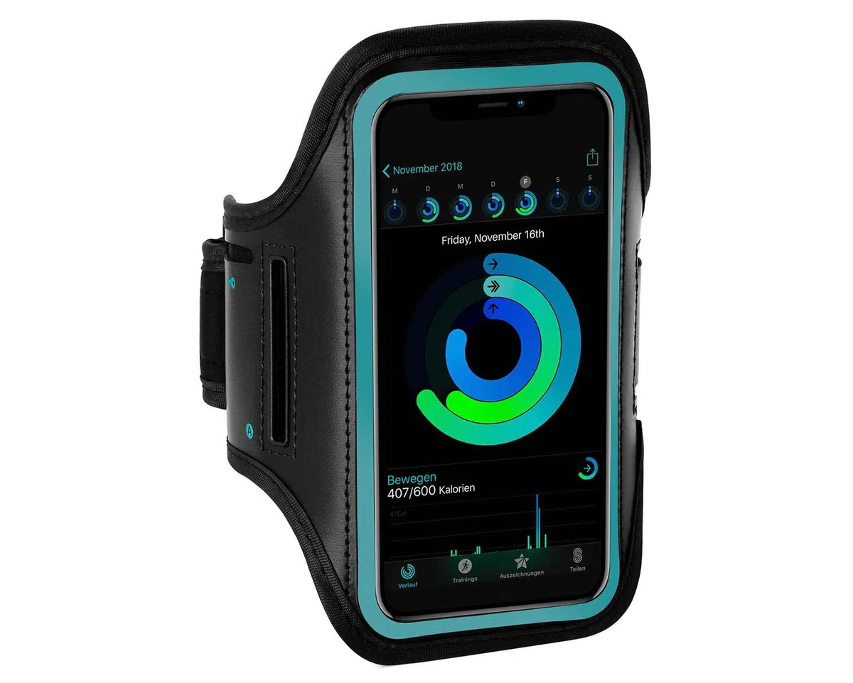 ONEFLOW Workout Case für Samsung Galaxy A55 5G Sportarmband zum Joggen mit Touch Fenster, Handy Armband für Sport und Outdoor, Handyhalterung für den Arm, Lauftasche Jogging, Blau
