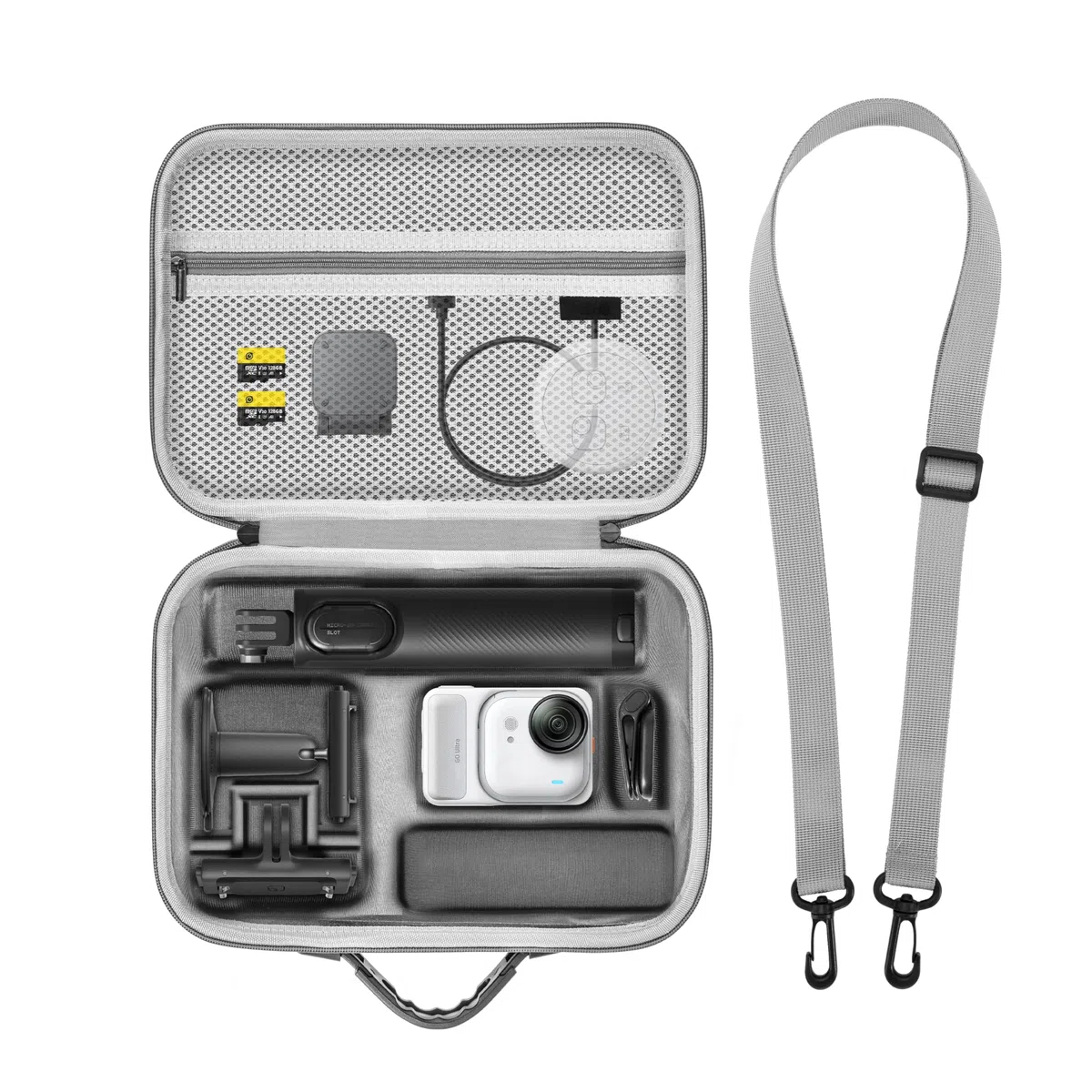 STARTRC VCR Tragetasche für Insta360 GO Ultra, Nylon-Material, Reisetasche, Schutzhülle für Insta 360 GO Ultra Zubehör, DIY große Kapazität für Schnellspann-Halterung, magnetischer Anhänger, Stativ