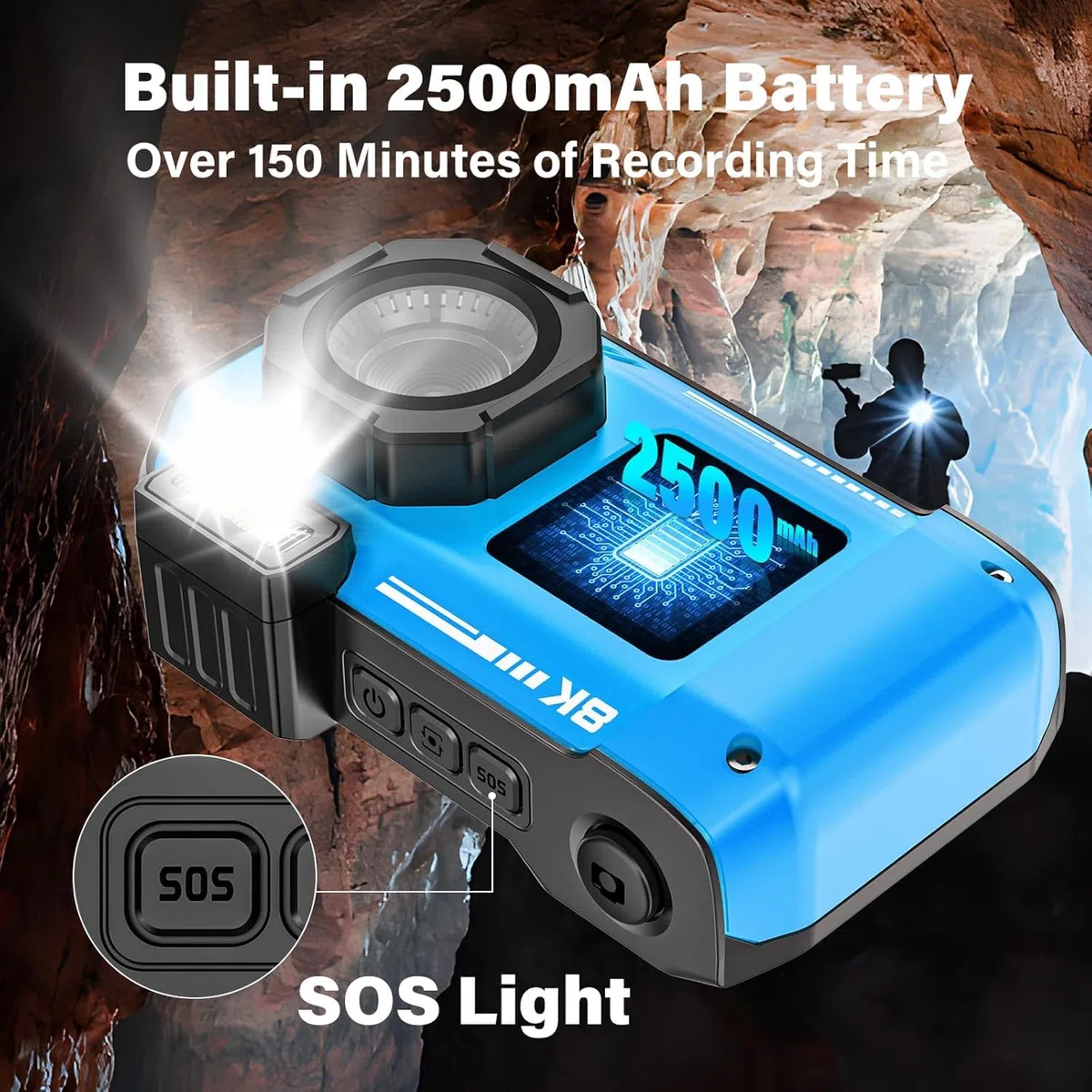 Digitalkamera, YISENCE 8K UHD Robust Wasserdicht Staubdicht Stoßfest Digitalkamera mit 64GB Karte 70MP Autofocus Selfie mit Zwei Bildschirmen 33FT WiFi Unterwasserkamera für Schnorcheln