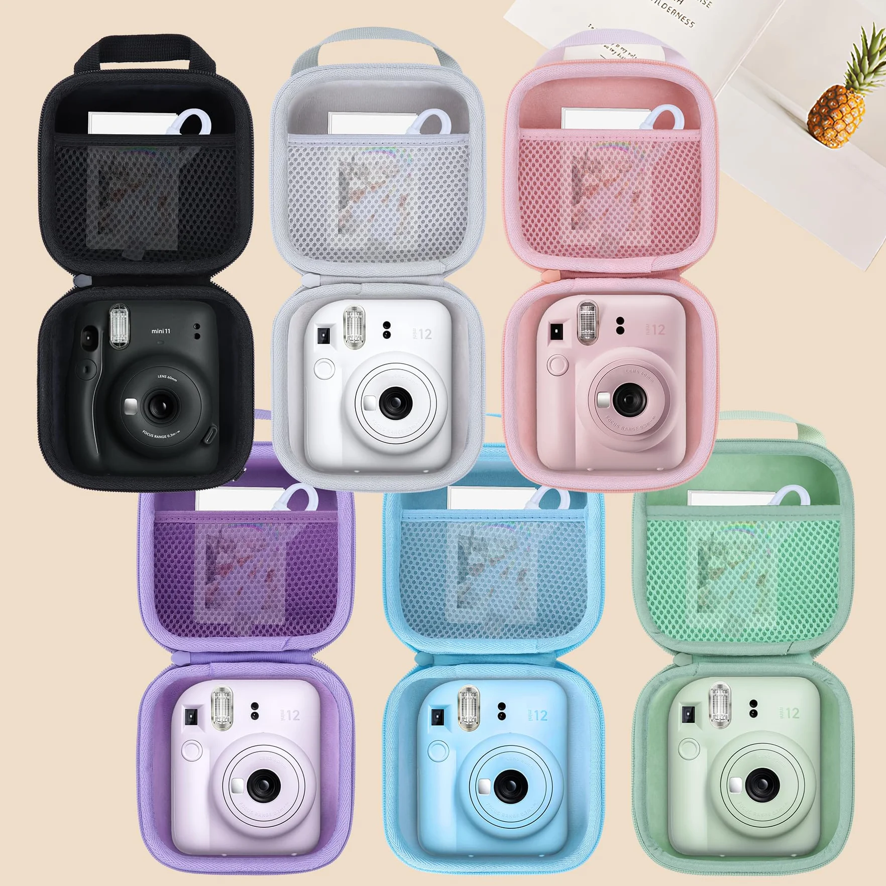 Hartschalen Schutzhülle Tasche Geeignet für INSATX mini 13 / INSATX mini 12 / INSTAX 11 Sofortbildkameras (Blossom Pink)