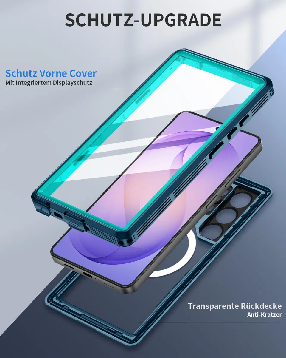 Hülle für Samsung Galaxy S26 Ultra Wasserdicht Kompatibel mit Magsafe, HandyHülle S26 Ultra 5G IP68 wasserdichte 360 Schutzhülle,Stoßfest Outdoor Panzerhülle mit Displayschutz,Blau