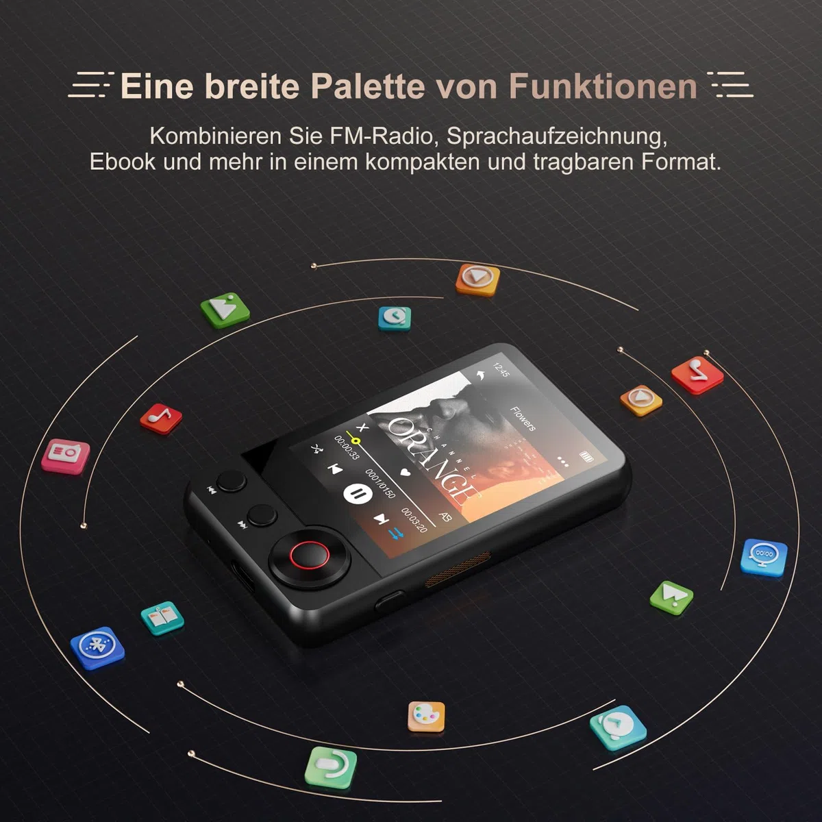 MECHEN 128GB MP3 Player mit Bluetooth 5.3, Dual Audio, 2,4 Zoll Touchscreen, Suchfunktion Verfügbar, Scrollrad, Video, FM Radio, Recorder