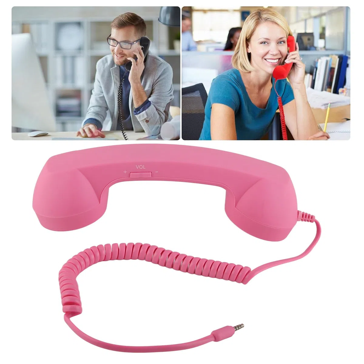 Retro Telefonhörer mit 3,5 mm Klinke, USB Hörer für Mobiltelefone, Lautsprecher und Mikrofon mit Hoher Lautstärke, Einfache Beantwortung von Anrufen