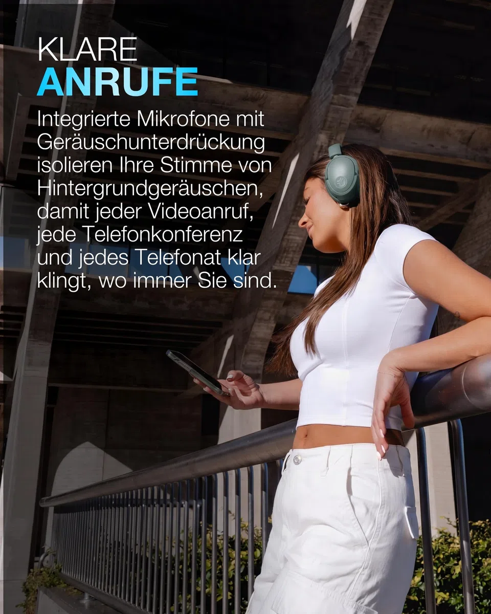 JLab JBuds LUX ANC Noise Cancelling Kopfhörer Over Ear Bluetooth kabellos mit Mikrofon und aktiver Geräuschunterdrückung, 70+ Std. Spielzeit, Faltbare Bluetooth Headphones, Immersive Audio, Salbei