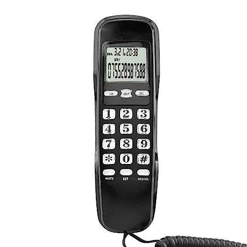 Festnetztelefon mit wandhalterung,Festnetztelefon Elektronische Appnce,Festnetz-Telefon,AnruferFestnetztelefon,Schwarz (Black)